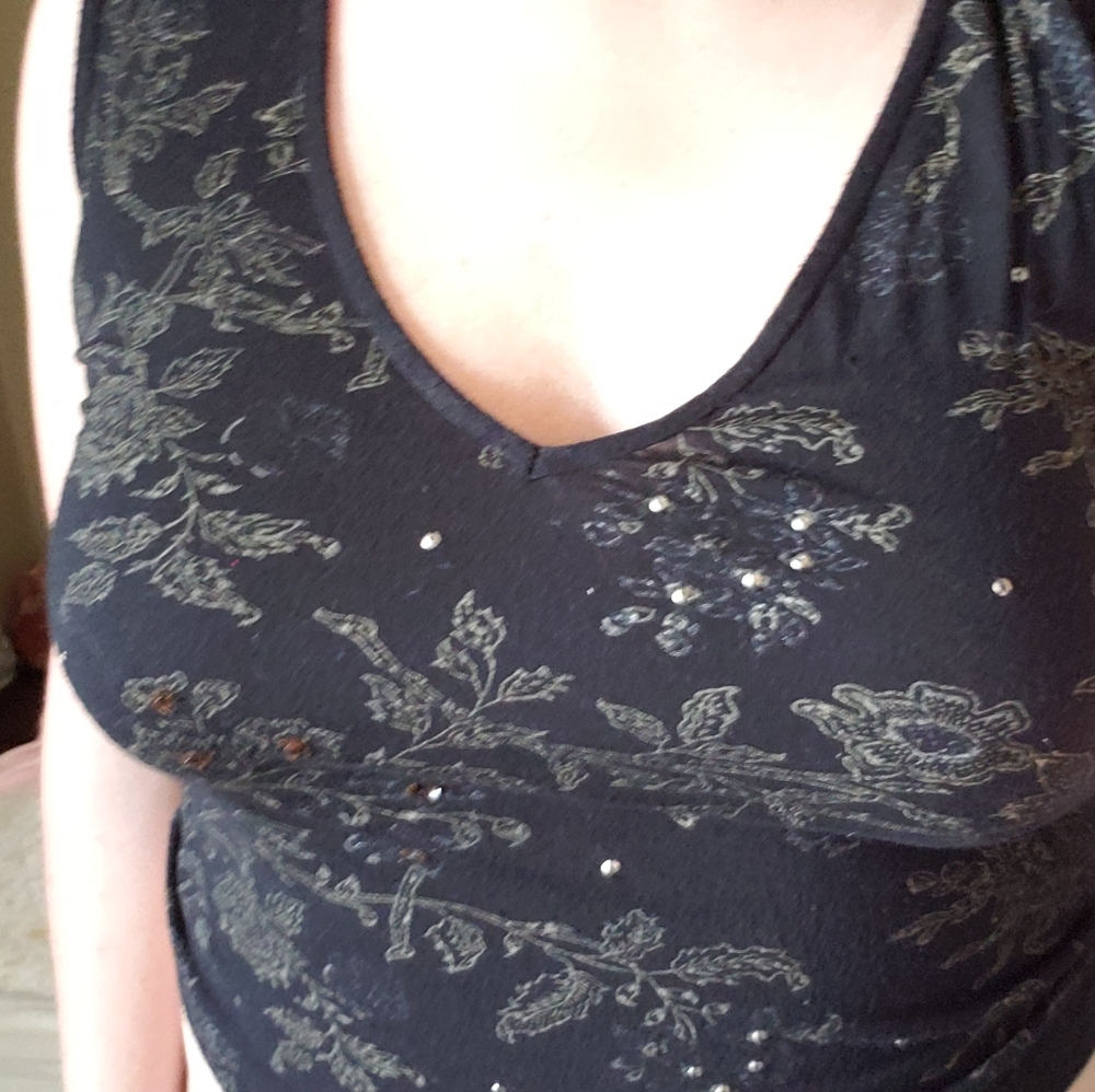 Black & gold floral tank top